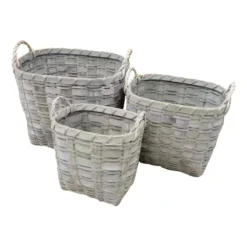 Grey Chipwood Storage Basket, Medium
