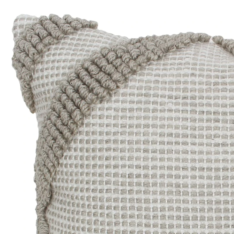 Grey Fringe Outdoor Throw Pillow, 18" 2 Grey Fringe Outdoor Throw Pillow, 18" - Image 2