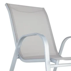 Grey & Silver Sling Stacking Chair -Outdoor Corner Shop grey silver sling stacking chair 2