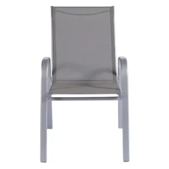 Grey & Silver Sling Stacking Chair -Outdoor Corner Shop grey silver sling stacking chair 4