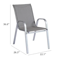 Grey & Silver Sling Stacking Chair -Outdoor Corner Shop grey silver sling stacking chair 5