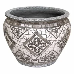 Grey Tile Mosaic Ceramic Planter, 19.5"