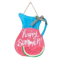 Happy Summer Watermelon Pitcher Outdoor Wall Sign, 12x16