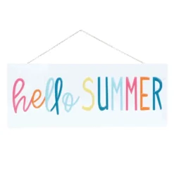Hello Summer Metal Outdoor Wall Sign, 8x20