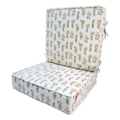 Honeybloom 2-Piece Floral Print Gusseted Outdoor Deep Seat Cushion Set