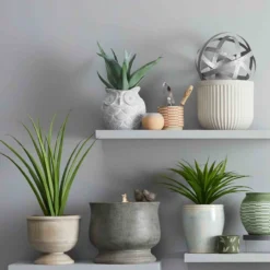 Honeybloom Berlin Blue Ceramic Planter, 10.5" -Outdoor Corner Shop honeybloom berlin blue ceramic planter 10.5 2