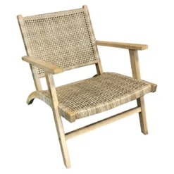 Honeybloom Delia All-Weather Wicker & Acacia Wood Outdoor Lounge Chair