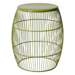 Honeybloom Green Metal Barrel Plant Stand, 16.25"