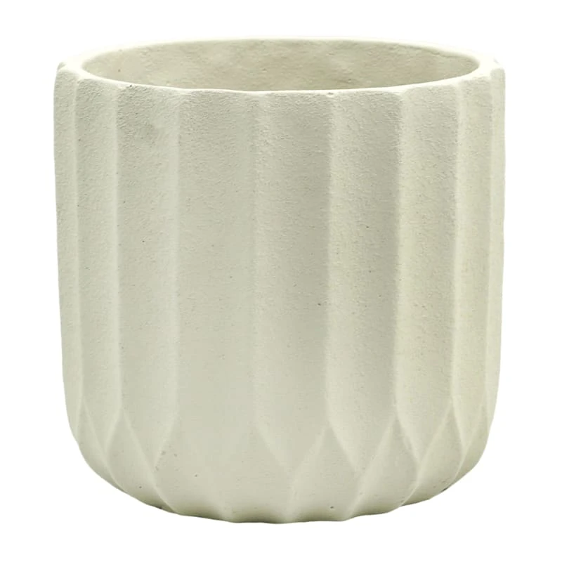 Honeybloom Indoor Carved Cream Cement Pot, 7" 1 Honeybloom Indoor Carved Cream Cement Pot, 7"