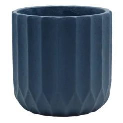 Honeybloom Indoor Carved Navy Cement Pot, 7"