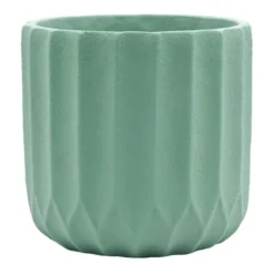 Honeybloom Indoor Carved Teal Cement Pot, 7"
