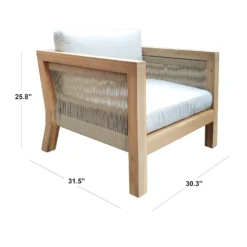 Honeybloom Park City Outdoor Blonde Acacia Wood Lounge Chair With Rope Accent -Outdoor Corner Shop honeybloom park city outdoor blonde acacia wood lounge chair with rope accent 3