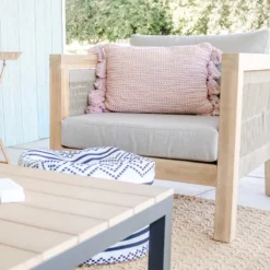 Honeybloom Park City Outdoor Blonde Acacia Wood Lounge Chair With Rope Accent -Outdoor Corner Shop honeybloom park city outdoor blonde acacia wood lounge chair with rope accent 5