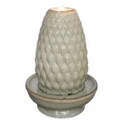 Honeybloom Pre-Lit Acorn Ceramic Fountain, 20"
