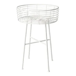 Honeybloom White Metal Wire Plant Stand, 24"