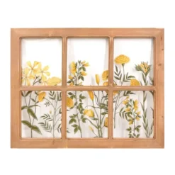 Honeybloom Wooden Window Pane Outdoor Wall Decor, 24x19