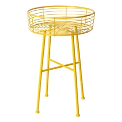 Honeybloom Yellow Metal Wire Plant Stand, 22"