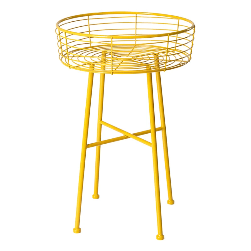Honeybloom Yellow Metal Wire Plant Stand, 22" 1 Honeybloom Yellow Metal Wire Plant Stand, 22"