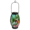Hummingbird Scene Glass Solar Lantern With Metal Handle, 9.5"