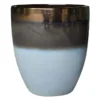 Indoor 2-Tone Brown & Blue Glazed Ceramic Pot, 9"