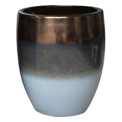 Indoor 2-Tone Brown & Blue Reactive Glazed Ceramic Pot, 7"