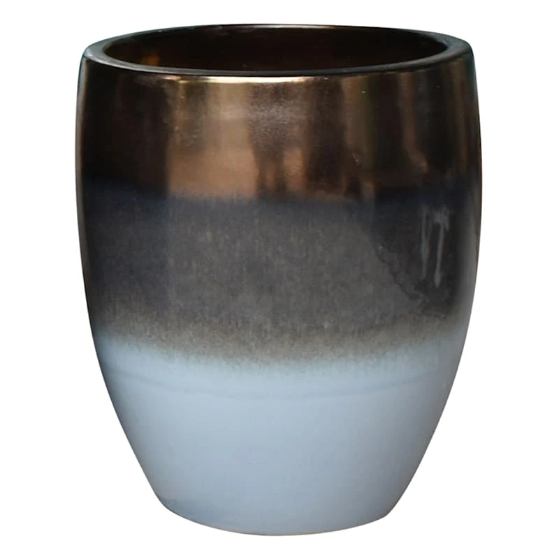 Indoor 2-Tone Brown & Blue Reactive Glazed Ceramic Pot, 7" 1 Indoor 2-Tone Brown & Blue Reactive Glazed Ceramic Pot, 7"