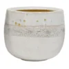 Indoor 3-Tone White Glazed Ceramic Pot, 9"
