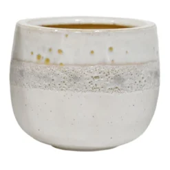 Indoor 3-Tone White Glazed Ceramic Pot, 9"