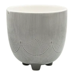 Indoor Abstract Lines Ceramic Pot, 5"