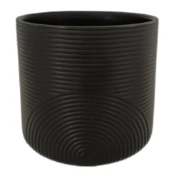 Indoor Black Modern Lines Ceramic Pot, 5"