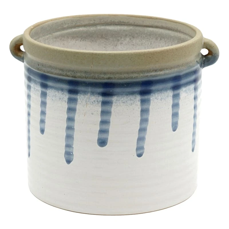 Indoor Blue Drip Cast Iron Pot, 6" 1 Indoor Blue Drip Cast Iron Pot, 6"