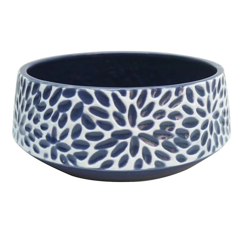 Indoor Blue Floral Ceramic Pot, 3.6x9.8 1 Indoor Blue Floral Ceramic Pot, 3.6x9.8