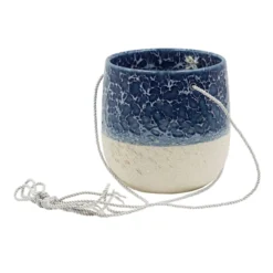 Indoor Blue Speckled Hanging Cast Iron Pot, 6.5"