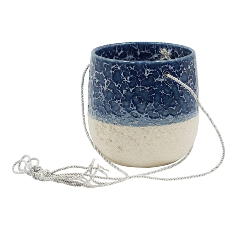 Indoor Blue Speckled Hanging Cast Iron Pot, 6.5" 1 Indoor Blue Speckled Hanging Cast Iron Pot, 6.5"