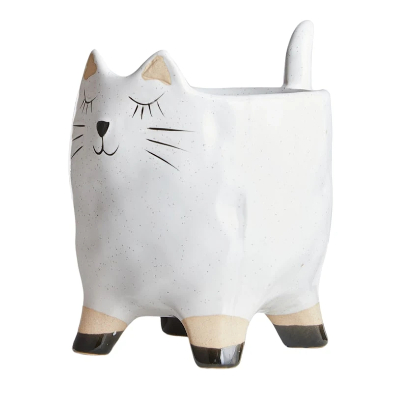 Indoor Ceramic Cat Planter, 5.6" 1 Indoor Ceramic Cat Planter, 5.6"