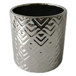 Indoor Decorative Silver Ceramic Pot, 6"