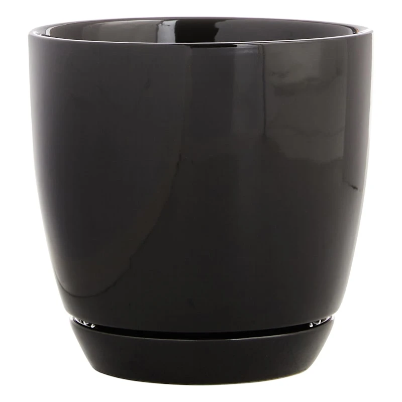 Indoor Elsie Black Stoneware Ceramic Pot, 6" 1 Indoor Elsie Black Stoneware Ceramic Pot, 6"