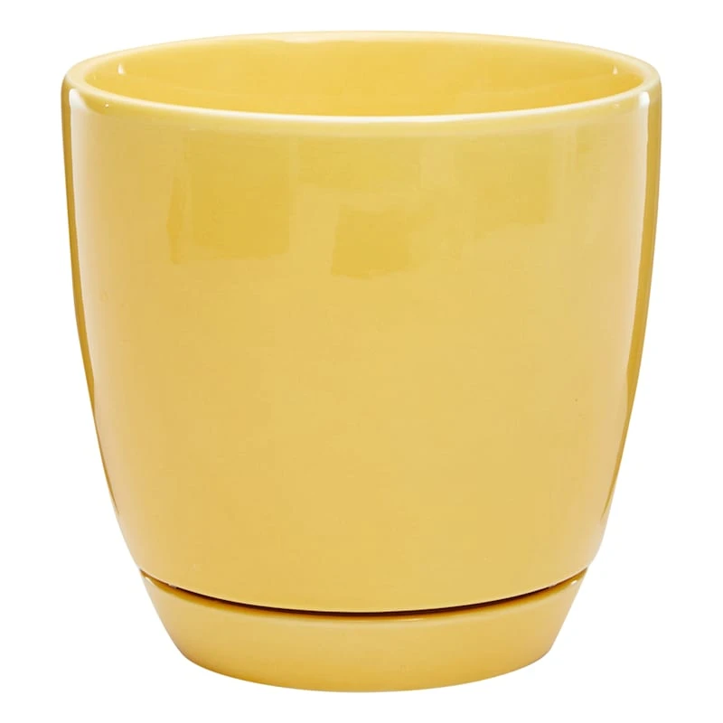 Indoor Elsie Yellow Stoneware Ceramic Pot, 6" 1 Indoor Elsie Yellow Stoneware Ceramic Pot, 6"