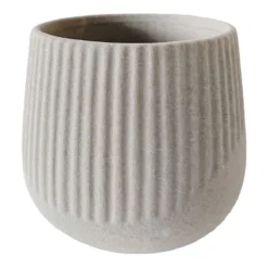 Indoor Grey Ribbed Ceramic Planter, 5"
