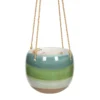 Indoor Hanging Green Stoneware Pot, 7x6