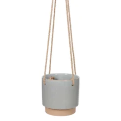 Indoor Hanging Grey Stoneware Pot, 5.5"