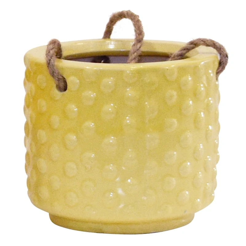 Indoor Hanging Yellow Textured Ceramic Pot, Medium 1 Indoor Hanging Yellow Textured Ceramic Pot, Medium