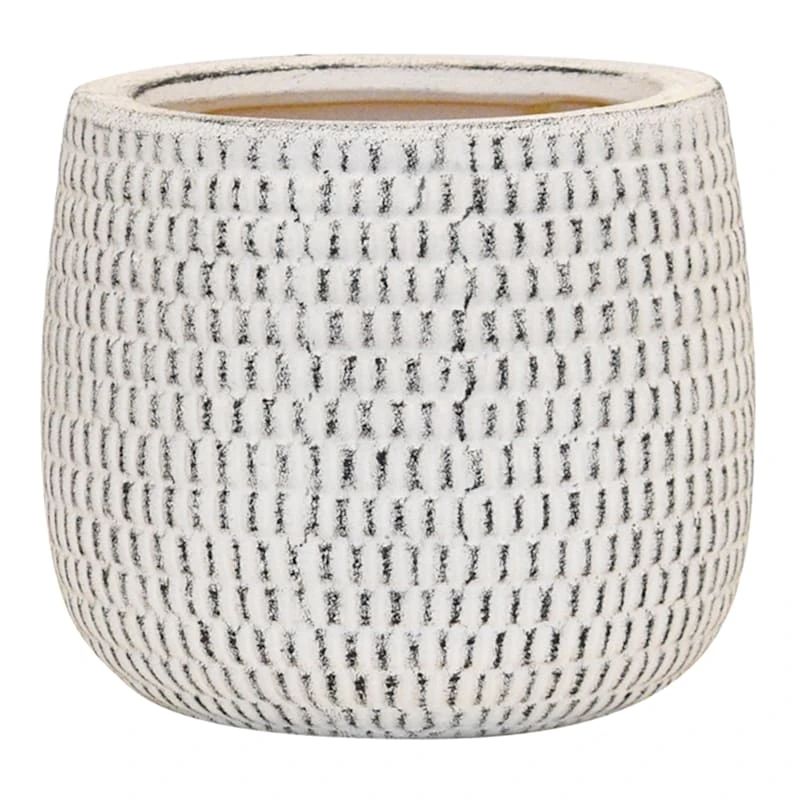 Indoor Honeycomb Textured Whitewashed Ceramic Pot, 6" 1 Indoor Honeycomb Textured Whitewashed Ceramic Pot, 6"