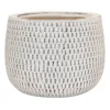 Indoor Honeycomb Textured Whitewashed Ceramic Pot, Large