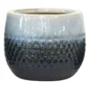Indoor Ivory & Aqua Glazed Honeycomb Textured Ceramic Pot, 6"