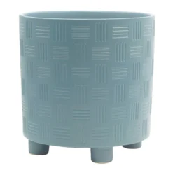 Indoor Mod Navy Blue Footed Ceramic Pot, 11"