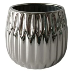 Indoor Modern Silver Ceramic Pot, 6"