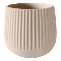 Indoor Tan Ribbed Ceramic Planter, 5"