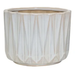 Indoor White Angles Ceramic Pot, Large