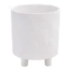 Indoor White Ceramic Footed Pot, 8"